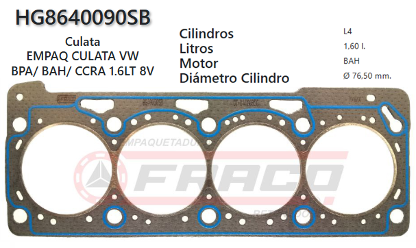 JUNTA DE CULATA WOLKSWAGEN CROSS FOX, POLO, EA111 / BAH, 1.6L, 03/09