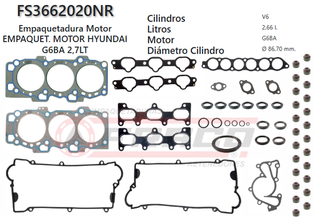 Junta de JUEGO JUNTAS HYUNDAI SANTAFE/TUCSON V6 G6BA 2.7 01/05