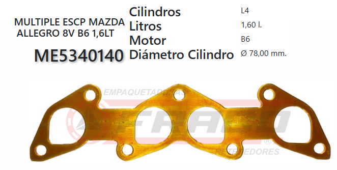 JUNTA DE ESCAPE. MAZDA ALLEGRO 8 VAL. 86/90 1600cc