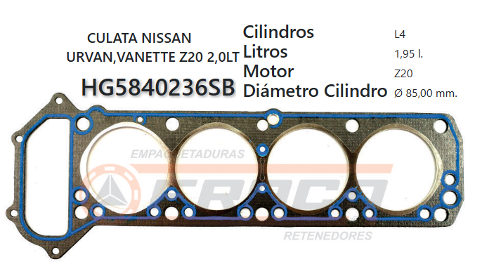 JUNTA DE CULATA NISSAN Z20S 2.0 URVAN 82UP