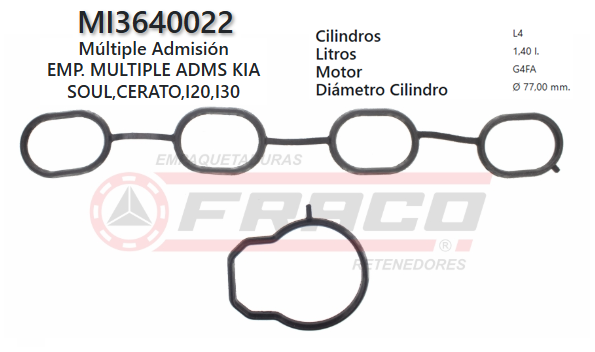 JUNTA DE ADMISION HYUNDAI GETZ, I20, I30 G4FA 1.6L 06/UP