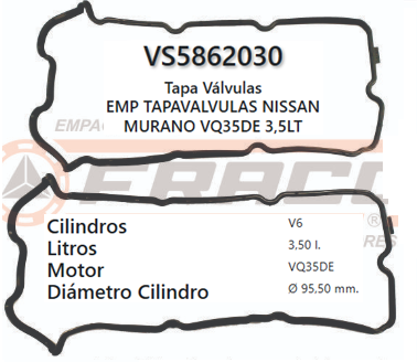 T/VALVULA NISSAN MURANO, PATHFINDER, VQ35/VQ40DE, 3.5L/4.0L, 03/10 (PAR)