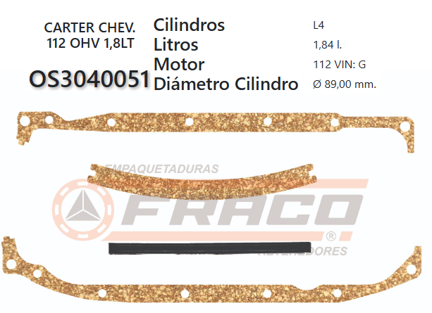 JUNTA DE CRANK CHEVROLET CAVALIER 112 1800cc