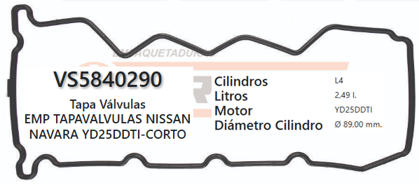 JUNTA DE T/VALVULA NISSAN NAVARA / NP300 FRONTIER YD25DDTI 2.5L 02/08