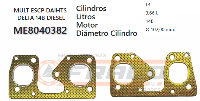 JUNTA DE ESCAPE. TOYOTA 14B 3600cc (2 und)
