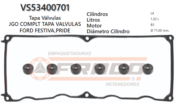 JUNTA DE T/VALVULA KIA PRIDE / FORD FESTIVA B3 87/94 SET