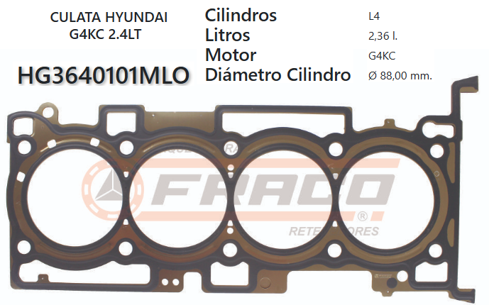 JUNTA DE CULATA HYUNDAI H100 08/13, TUCSON, KIA SPORTAGE GK4C 2.4L 15/22
