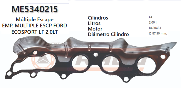 JUNTA DE ESCAPE. FORD ECO SPORT LF 2.0 MAZDA 6/3 02/UP