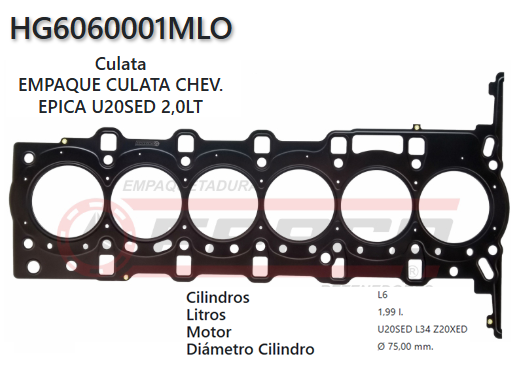 JUNTA DE CULATA CHEVROLET EPICA, U20SED L34, 2.0L, 06/11