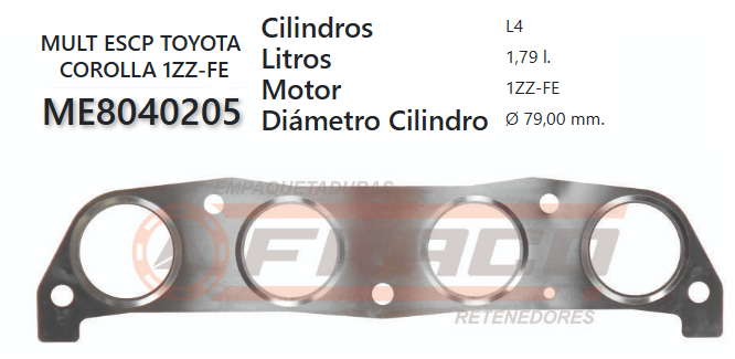 JUNTA DE ESCAPE. TOYOTA COROLLA 1.8 1ZZ-FE 98/01 16VAL.