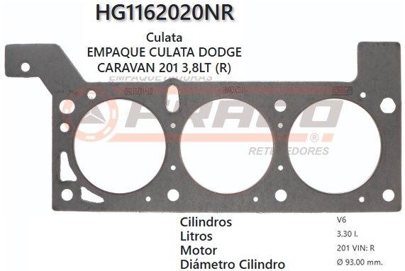 JUNTA DE CULATA CHRYSLER DODGE, CARAVAN, INTREPID, 3.3L, 90/00 (DER)