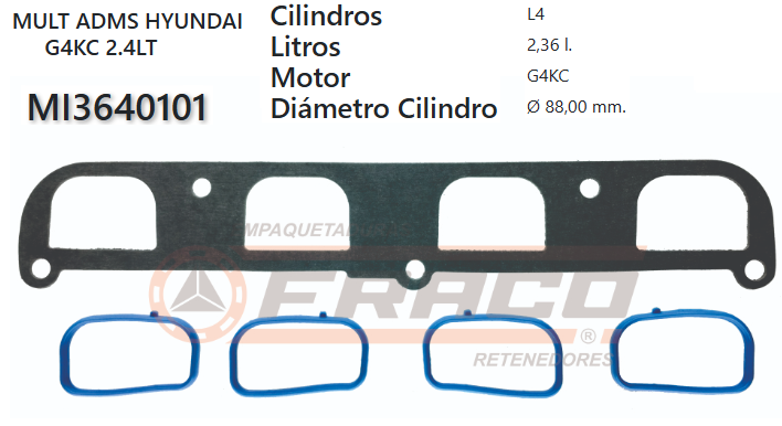 JUNTA DE ADMISION HYUNDAI H100 GK4C 2.4L 08/13 (4 UND.)