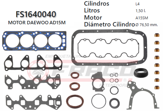 Junta de JUEGO JUNTAS DAEWOO CIELO/RACER 1.5 94/UP