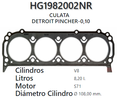 JUNTA DE CULATA DETROIT PINCHER DIESEL C-70 8.7L (standar)
