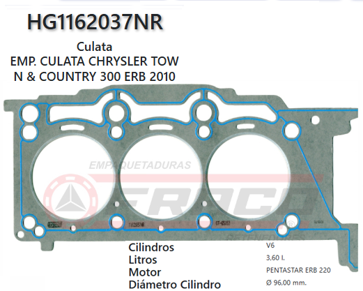 JUNTA DE CULATA JEEP GRAND CHEROKEE, WRANGLER, 220, 3.6L 11/UP (DER)