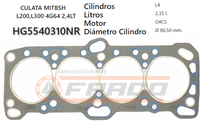 JUNTA DE CULATA MITSUBISHI L300/GALANT G64B/4G64 2.4 85/93