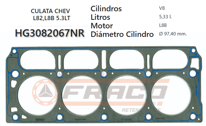 JUNTA DE CULATA CHEVROLET SILVERADO,SUBURBAN,TAHOE L82, L8B 5.3L 14/17