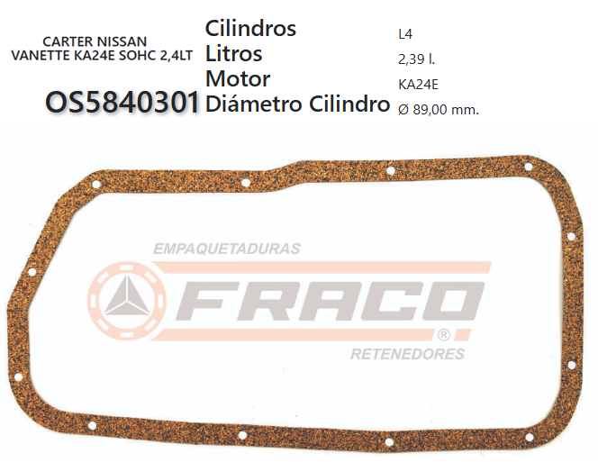 JUNTA DE CRANK NISSAN VANETTE KA24E 89/93 (CORCHO)