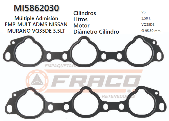 JUNTA DE ADMISION NISSAN P/F, INFINITI, MAXIMA VQ35DE, 3.5, 00/UP (par)