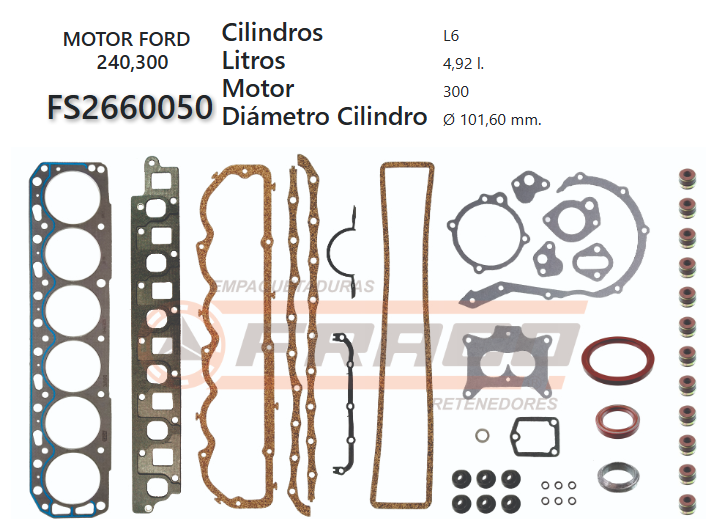 Junta de JUEGO JUNTAS FORD 240/300 65/UP 3.9, 4.9