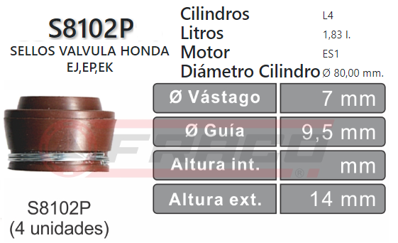 JUNTA DE SELLOS VALV HONDA EJ/EW1/EP/EK/A20A (UND.)
