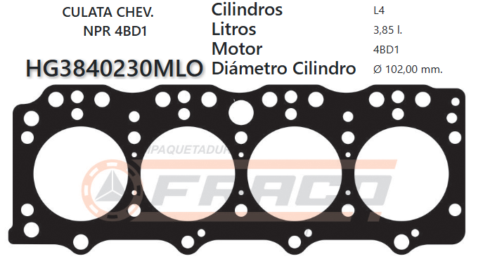 JUNTA DE CULATA ISUZU NPR 4BD1 3856cc 82-UP
