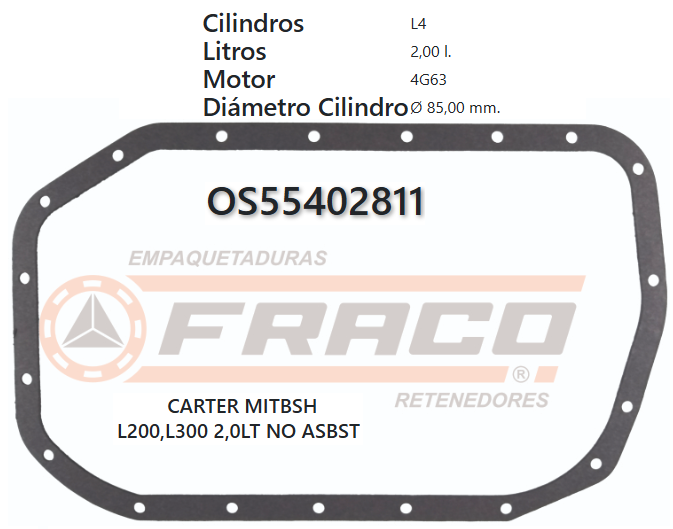 JUNTA DE CRANK MITSUBISHI GALANT G62B/G63/4G63B 2.0/2.4 82/UP.