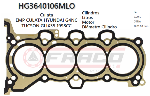 JUNTA DE CULATA HYUNDAI ELANTRA, G4NC, 2.0cc, 2011UP
