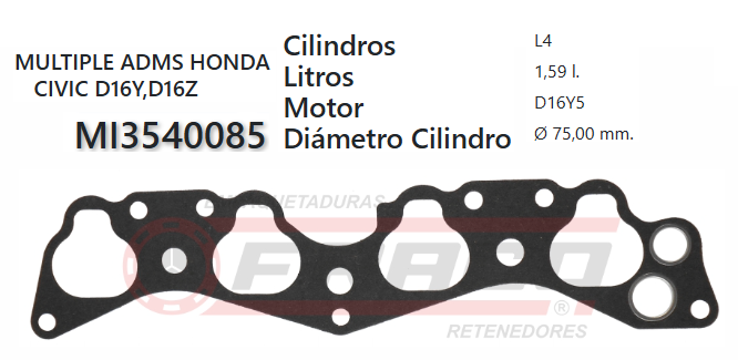 JUNTA DE ADMISION HONDA CIVIC D16Y / D16Z 01/UP