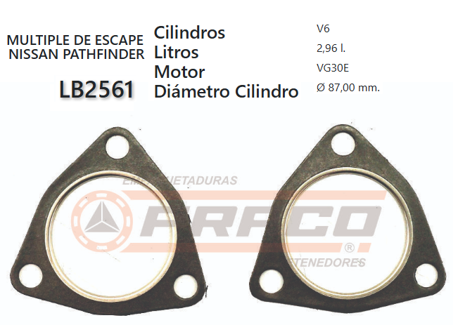 JUNTA DE MUFFLER NISSAN PATH-FINDER VG30 83/UP.