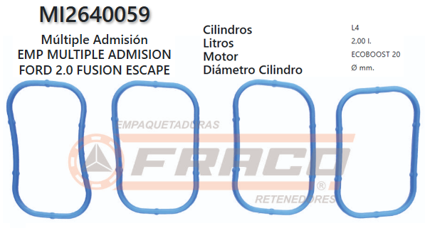 JUNTA DE ADMISION FORD ESCAPE, EDGE, 2.0L, 4CYL, 12/18