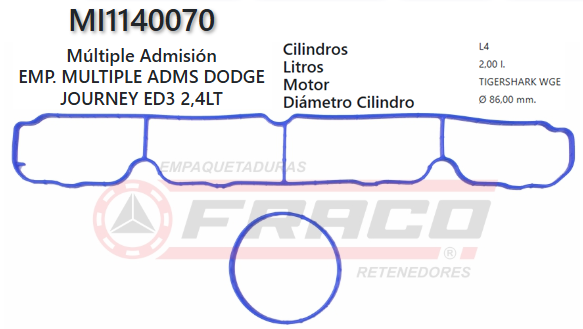 JUNTA DE ADMISION CHRYSLER DODGE, PATRIOT, ED3, 2.4L, 07UP