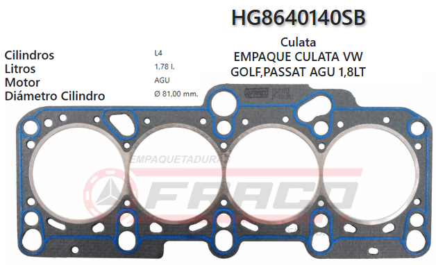 JUNTA DE CULATA VOLKSWAGEN POINTER 1.8 95/UP / SKODA OCTAVIA 1.8 96