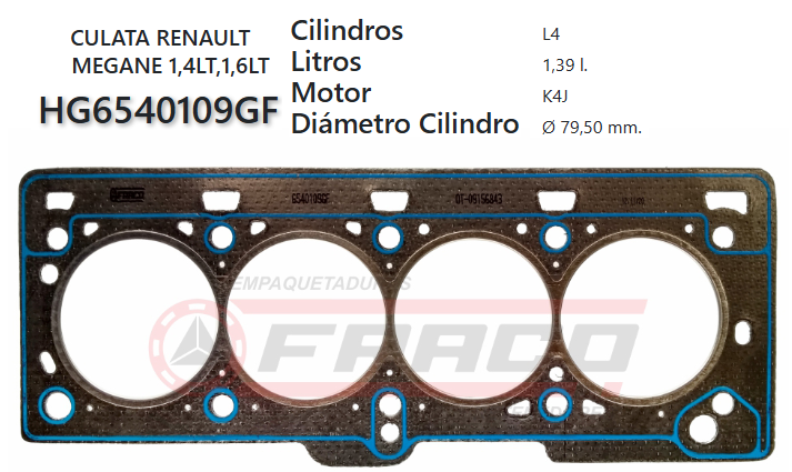 JUNTA DE CULATA RENAULT MEGANE/CLIO/KANGOO, NISSAN PLATINA  1.4/1.6 K4M-J 99
