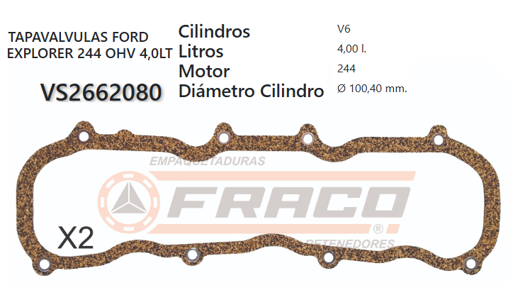 JUNTA DE T/VALVULA FORD EXPLORER, AEROSTAR 244 OHV 90/99(X2)