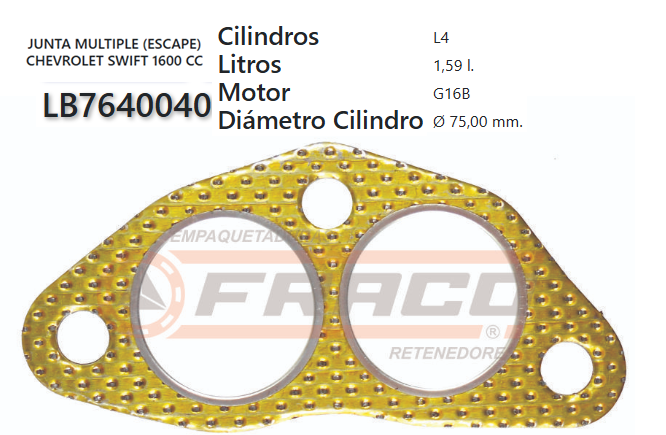 JUNTA DE MUFFLER SUZUKI VITARA,SIDEKICK G16A 94/99