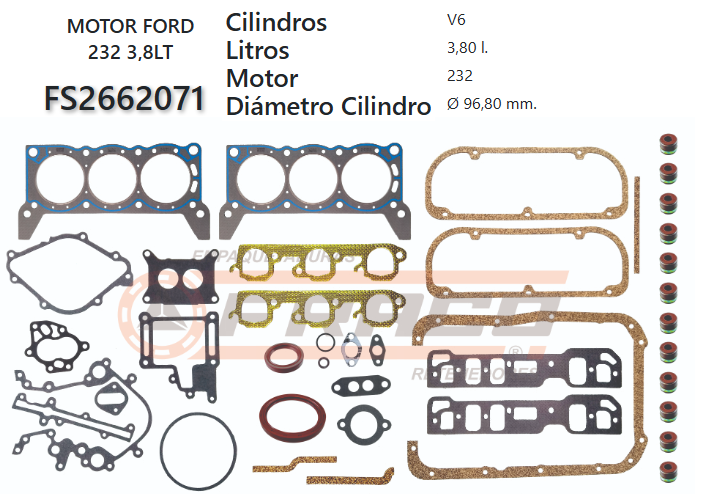Junta de JUEGO JUNTAS FORD MUSTANG 230/232 3.8 84/86