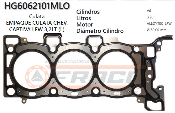 JUNTA DE CULATA CHEVROLET CAPTIVA V6 12V 3.2L 05/10 (DER)