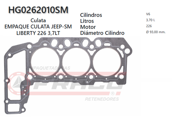 JUNTA DE CULATA AMC JEEP LIBERTY GRAND CHEROKEE 3.7 200 UP (2.0MM)