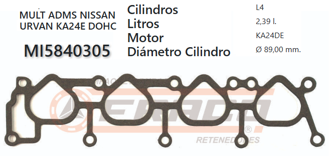 JUNTA DE ADMISION NISSAN URBAN, FRONTIER, ALTIMA KA24E DOHC 2.4 89/99