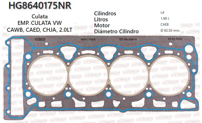 JUNTA DE CULATA AUDI, SKODA, VOLKSWAGEN 2.0L CAWB/CAED/CHJA/CCZA/CCZB 06/13
