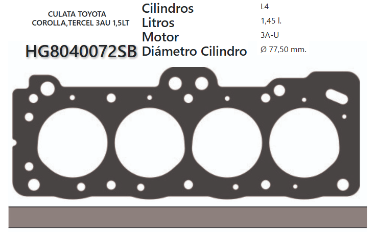 JUNTA DE CULATA TOYOTA TERCEL /COROLLA 3AU 79/83