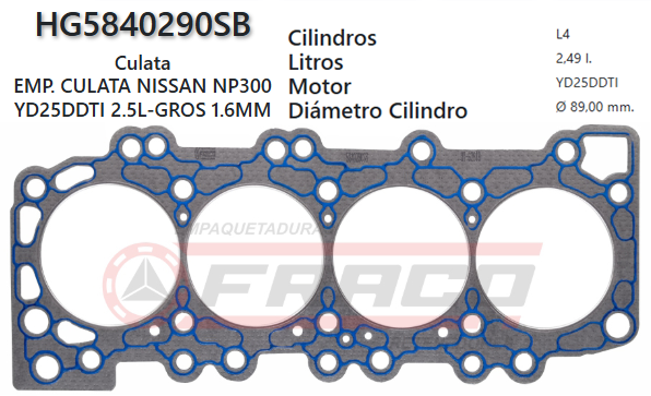 JUNTA DE CULATA NISSAN FRONTIER/ NAVARA YD25 / NP300 2.5L 01/UP