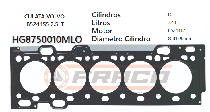 JUNTA DE CULATA VOLVO C30,C70,S40,S60,V50,XC60 B5244T7 2.4L 07/16