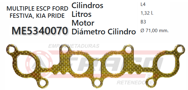 JUNTA DE ESCAPE. MAZDA B3 323 87/91  F/I 98UP