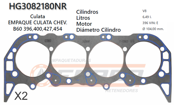 JUNTA DE CULATA CHEVROLET GM 427 / 454 7.0 91/96