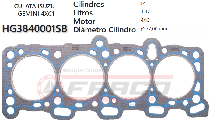 JUNTA DE CULATA ISUZU GEMINI 4XC1 1.5 85/89