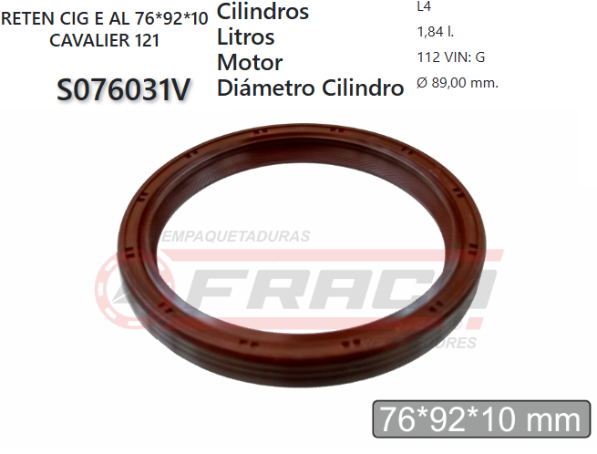 JUNTA DE RETENEDORA CHEVROLET 2.8 /CAVALIER 121/134