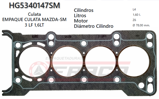 JUNTA DE CULATA MAZDA 3, DEMIO LF/LDF DOHC 1.6/2.0 03/UP