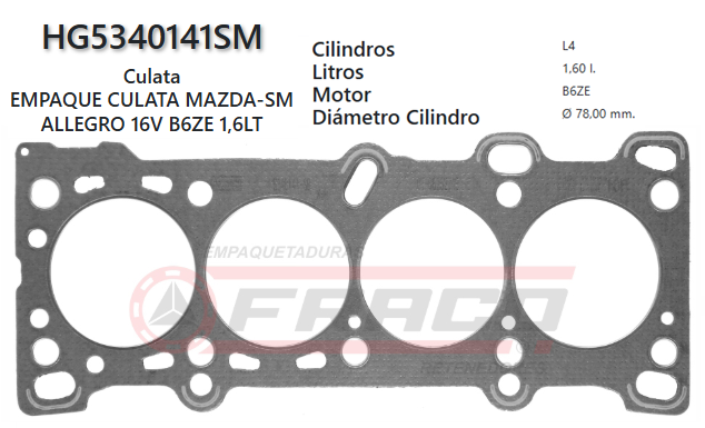 JUNTA DE CULATA MAZDA ALLEGRO, SEPHIA B6ZE 98 ON 1.6L 2.0MM